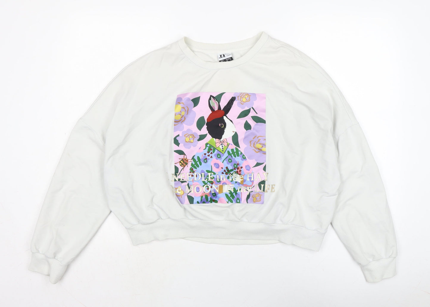 Joy By Lily Womens Grey Cotton Pullover Sweatshirt Size L