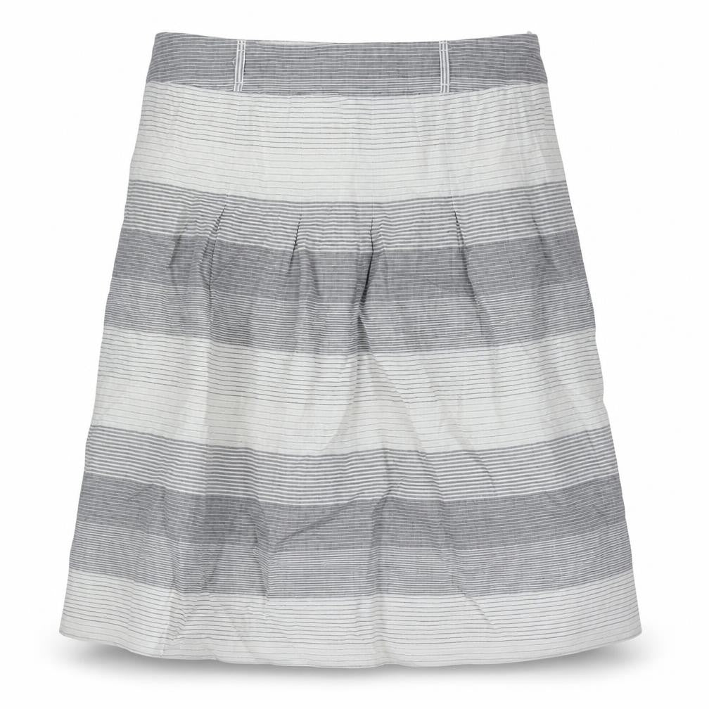 Marks & Spencer Womens Grey Striped Ramie A-Line Skirt Size 10 Zip
