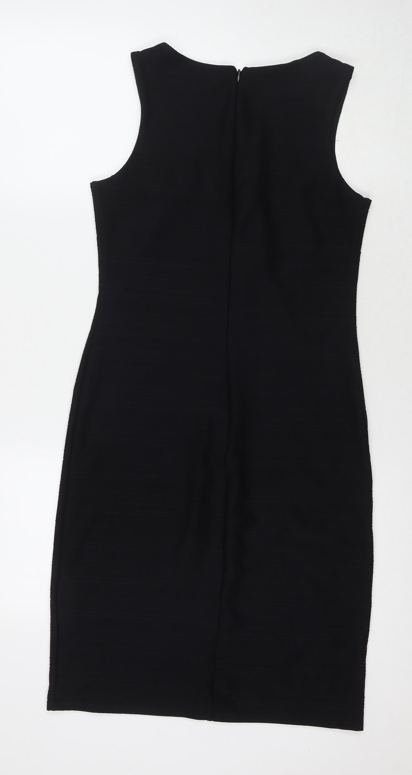 NEXT Womens Black Polyester Tank Dress Size 10 Round Neck Zip