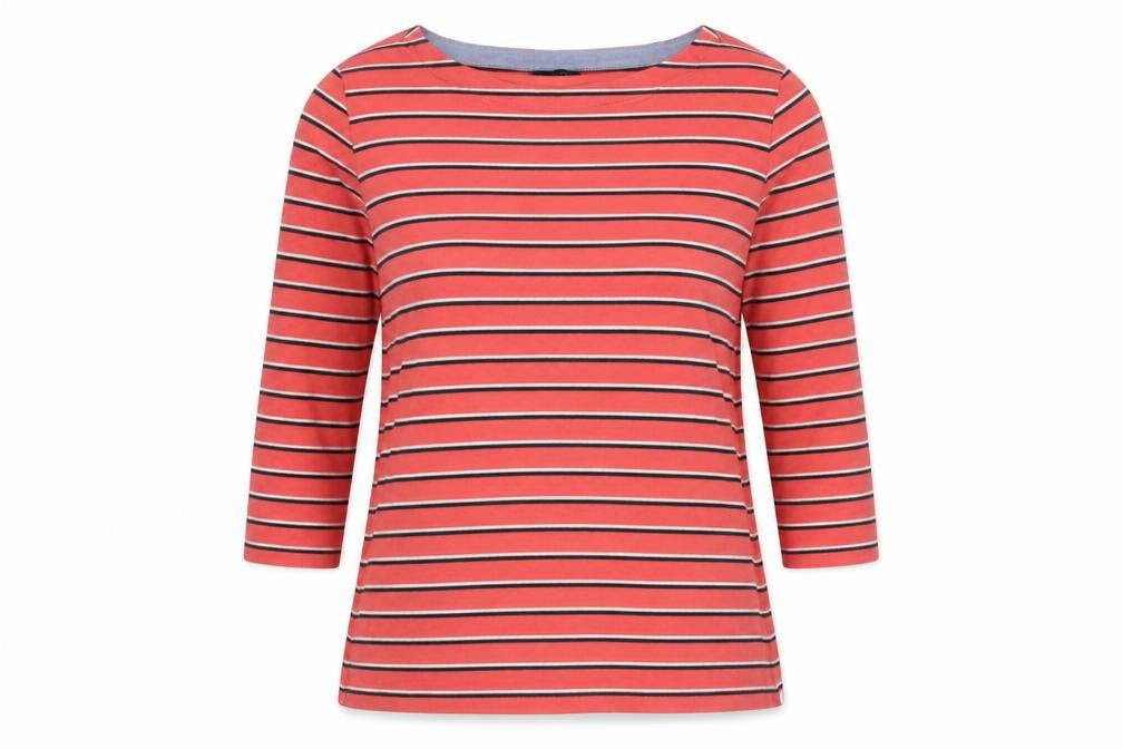 Nautica Womens Red Striped Cotton Pullover Sweatshirt Size S Pullover