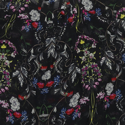 Miley&Molly Womens Black Floral Polyester Basic Blouse Size M Round Neck