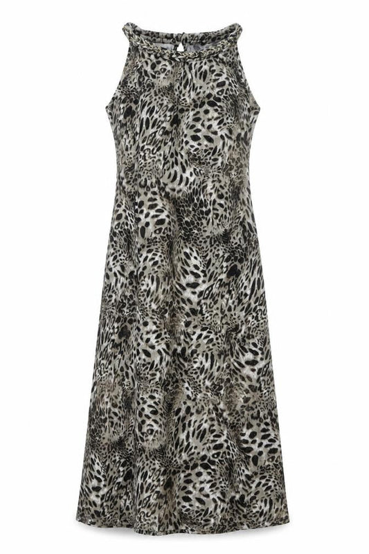 M&Co Womens Grey Animal Print Polyester Maxi Size 10 Round Neck Pullover - Leopard Print
