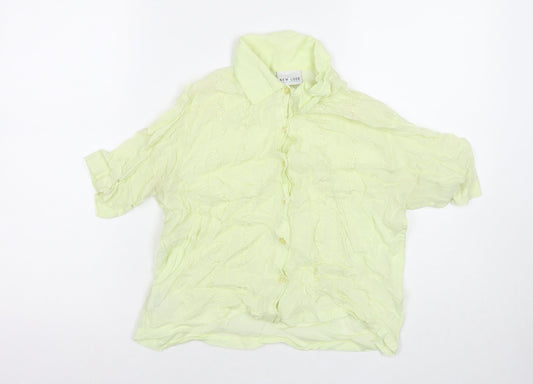 New Look Womens Yellow Viscose Basic Button-Up Size 12 Collared
