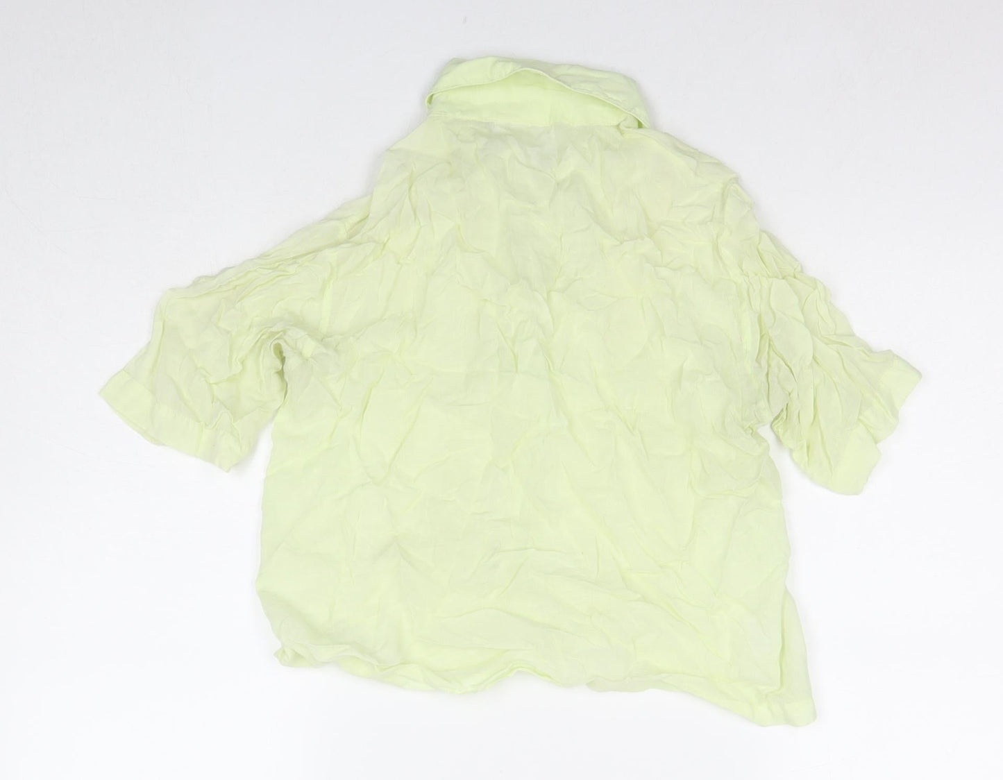 New Look Womens Yellow Viscose Basic Button-Up Size 12 Collared