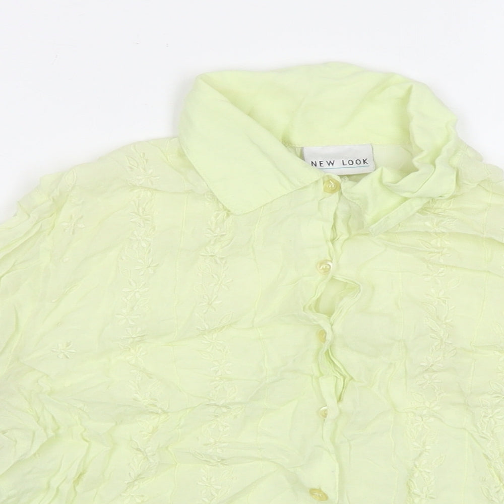 New Look Womens Yellow Viscose Basic Button-Up Size 12 Collared