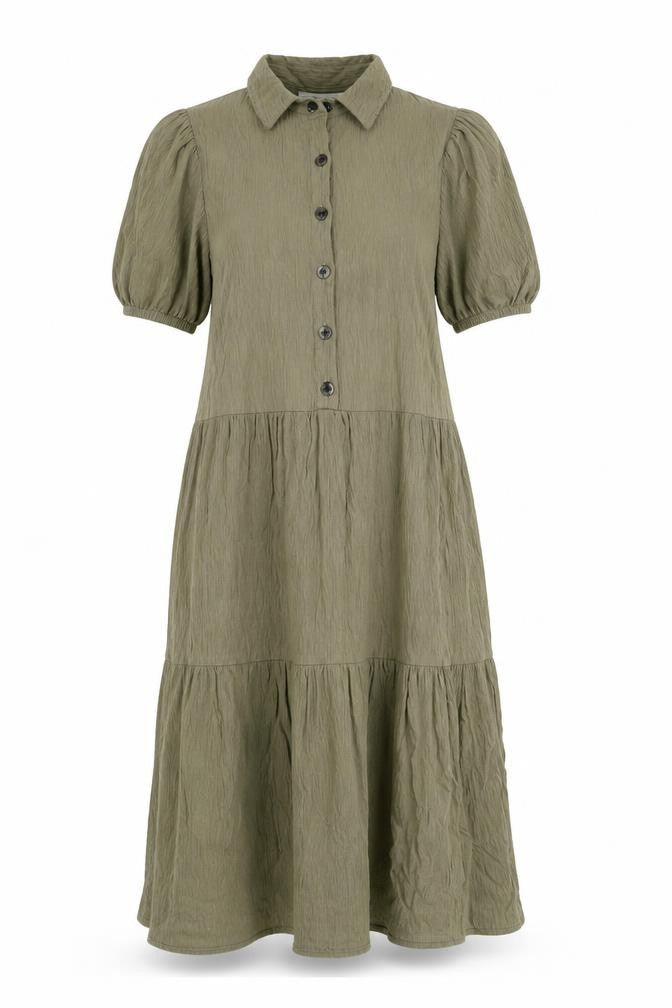 Sinsay Womens Green Viscose Shirt Dress Size S Collared Pullover