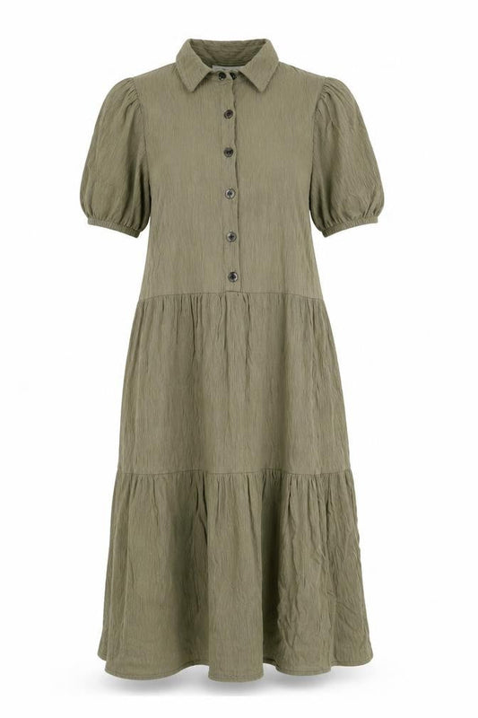 Sinsay Womens Green Viscose Shirt Dress Size S Collared Pullover