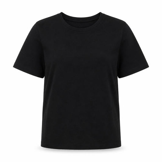 LC Waikiki Womens Black Polyester Basic T-Shirt Size L Round Neck
