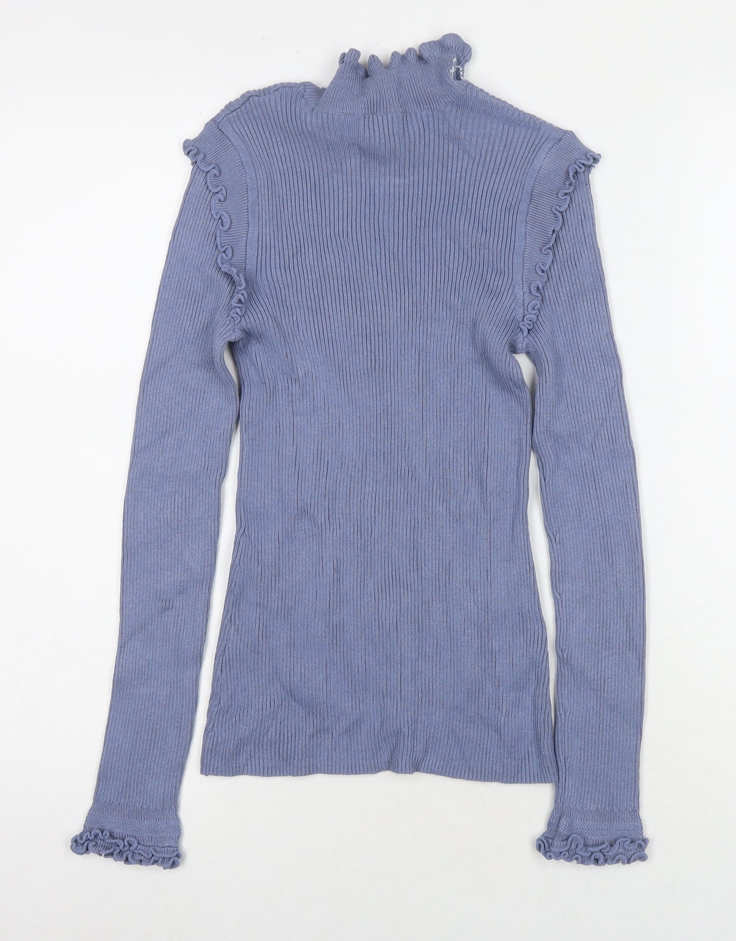 River Island Womens Blue Round Neck Viscose Pullover Jumper Size 10
