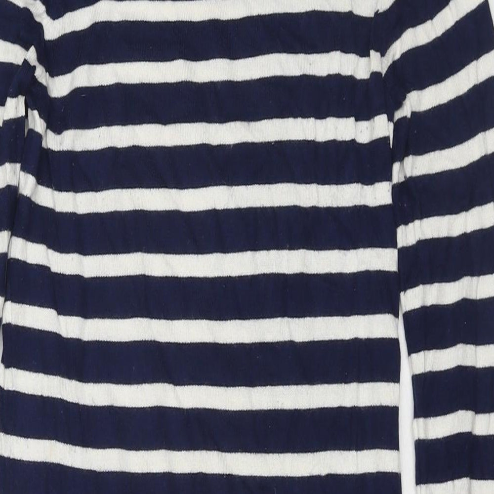 JoJo Maman Bébé Womens Blue Striped Cotton Maxi Size XS Round Neck Pullover