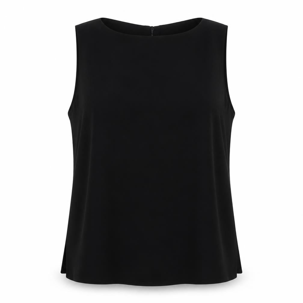 St Michael Womens Black Polyester Basic Tank Size 22 Round Neck