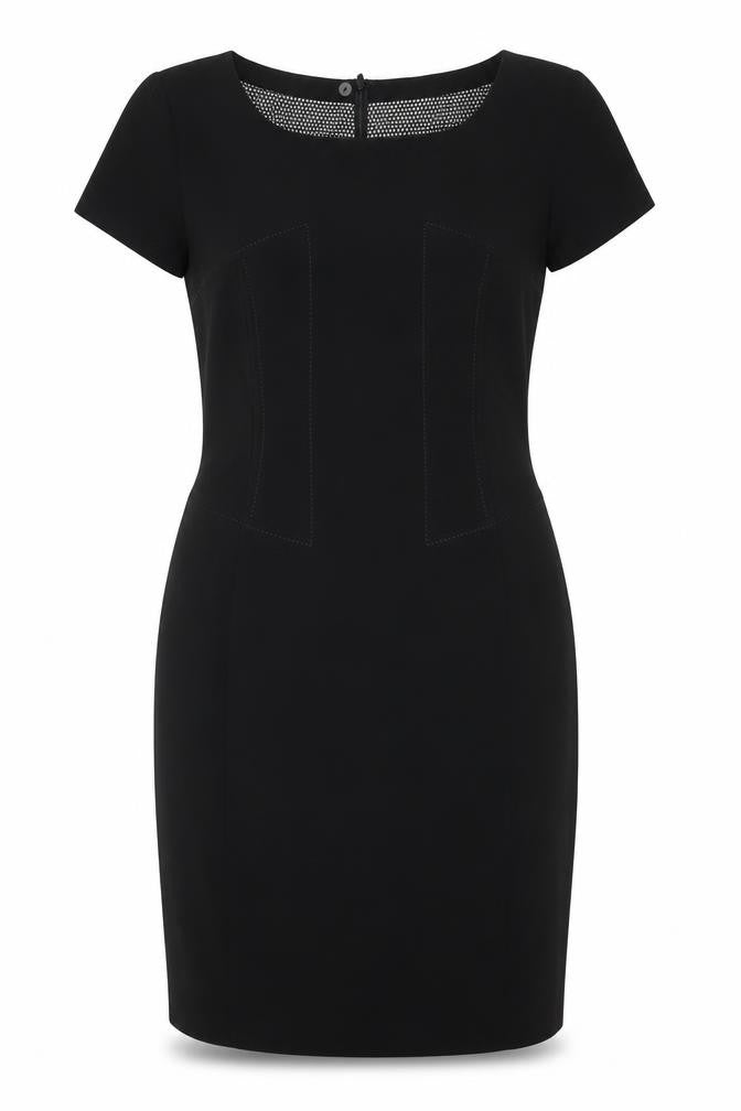 Marks & Spencer Womens Black Polyester A-Line Size 10 Round Neck Zip