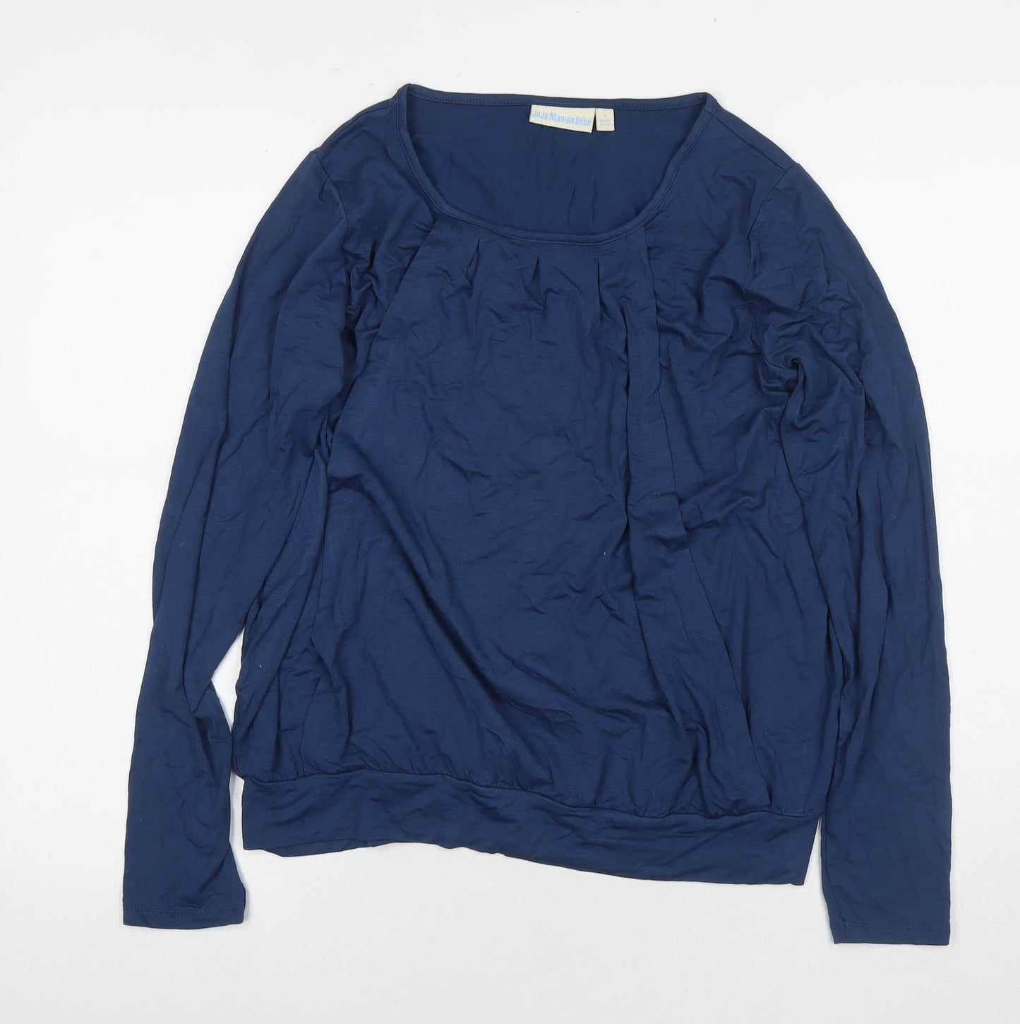 JoJo Maman Bébé Womens Blue Viscose Basic Blouse Size S Round Neck