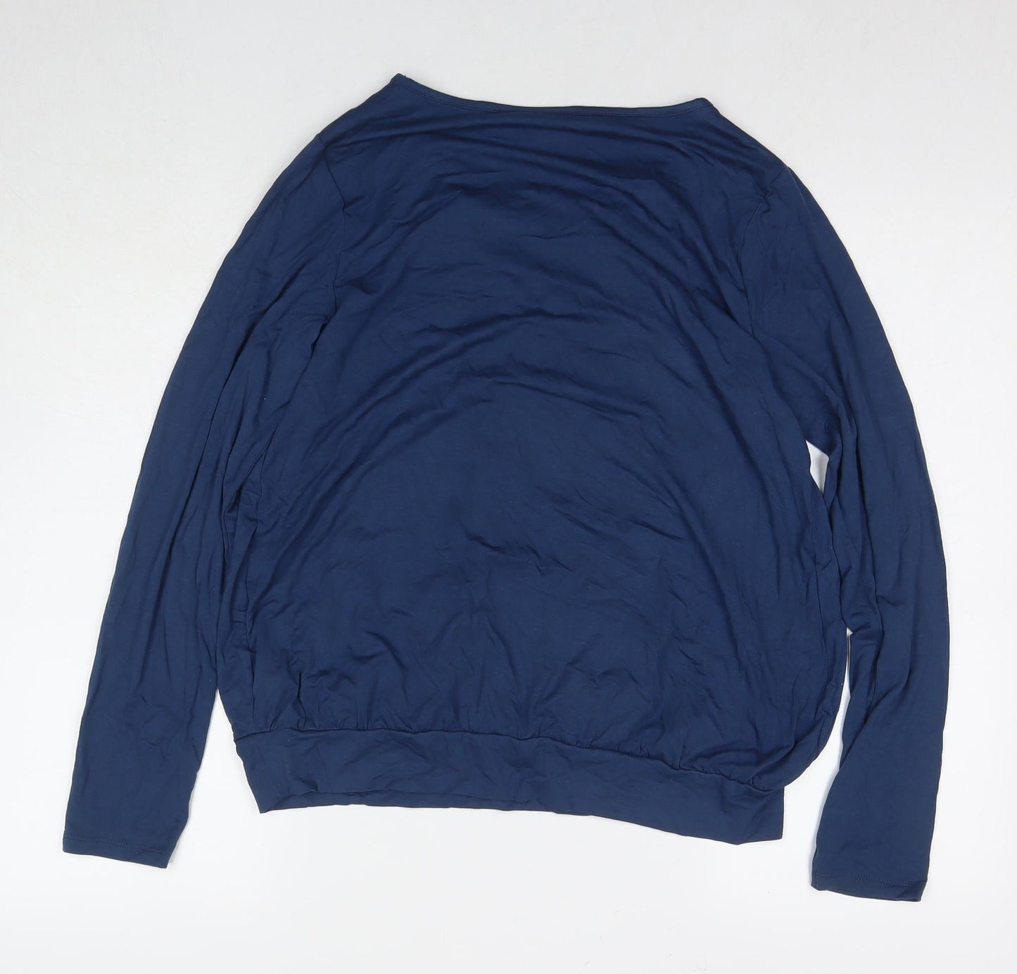JoJo Maman Bébé Womens Blue Viscose Basic Blouse Size S Round Neck
