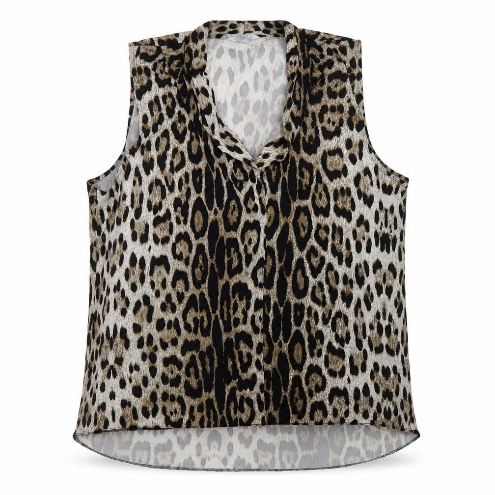 Classics Womens Beige Animal Print Polyester Basic Tank Size 20 V-Neck