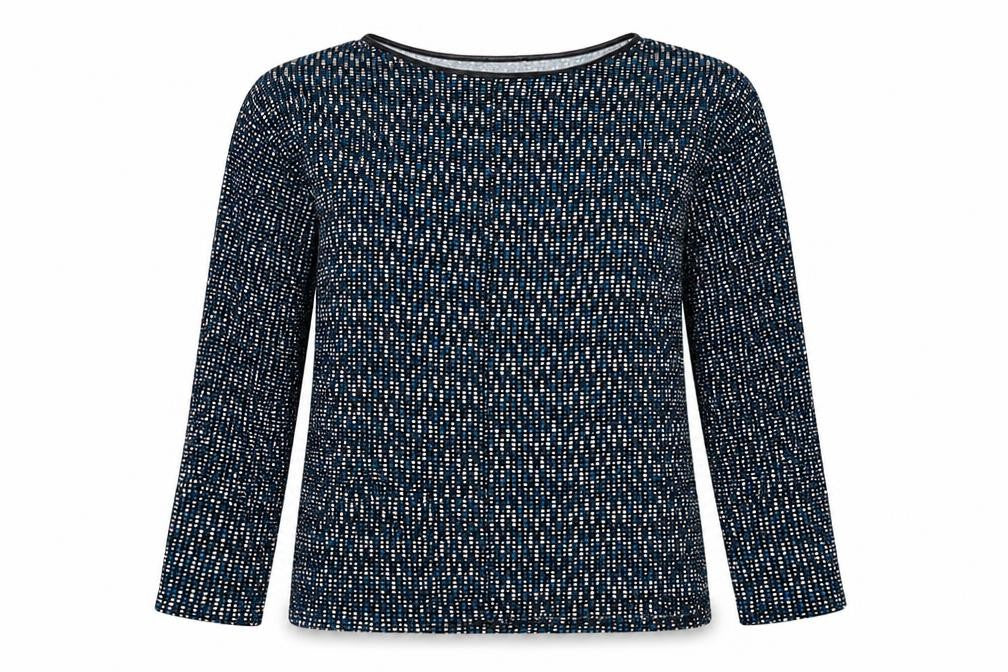 Worthington Industries Womens Blue Geometric Viscose Basic Blouse Size M Round Neck