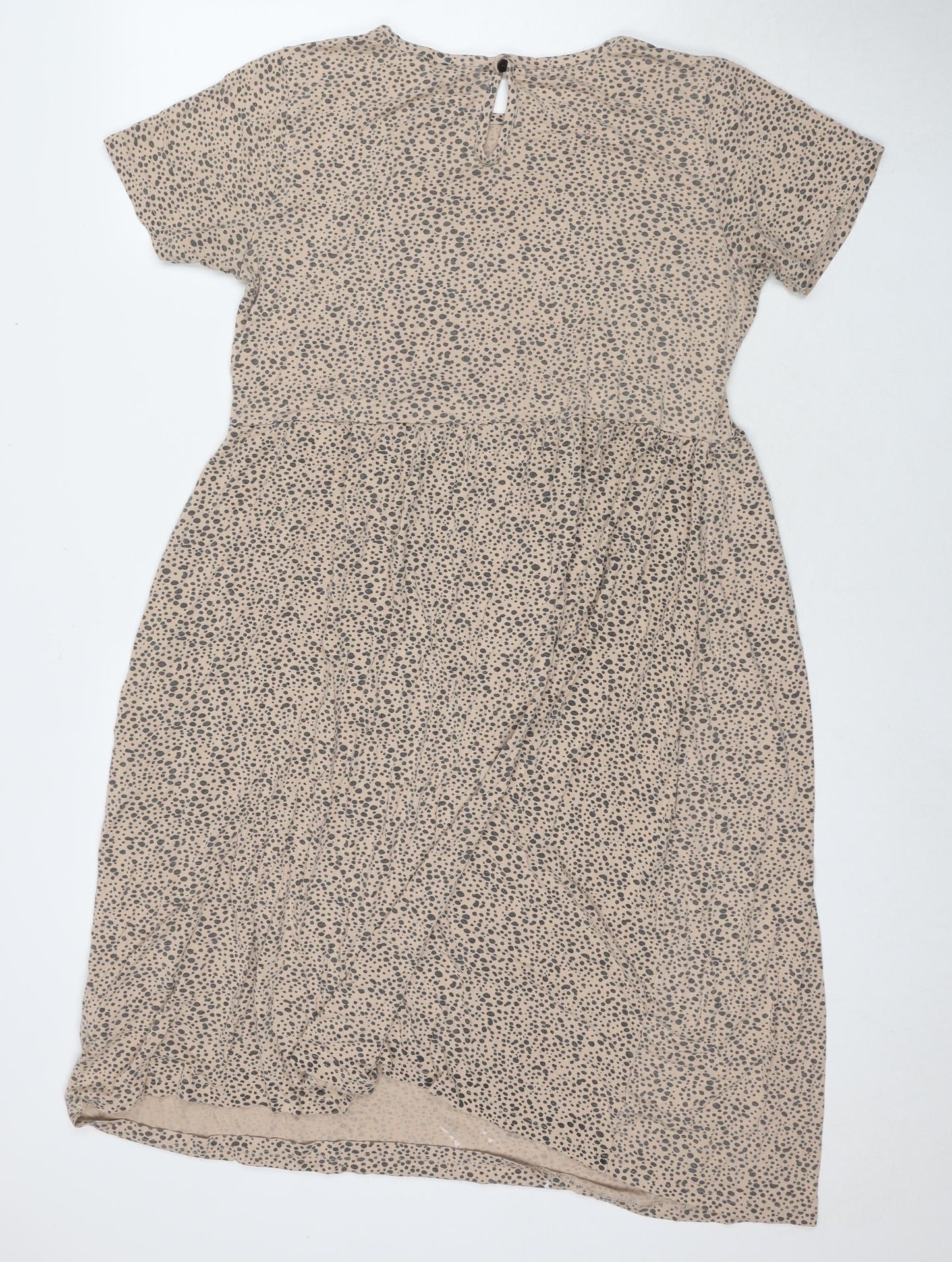 Wednesday's Girl Womens Beige Animal Print Viscose Fit & Flare Size 14 Round Neck Pullover - Leopard Print