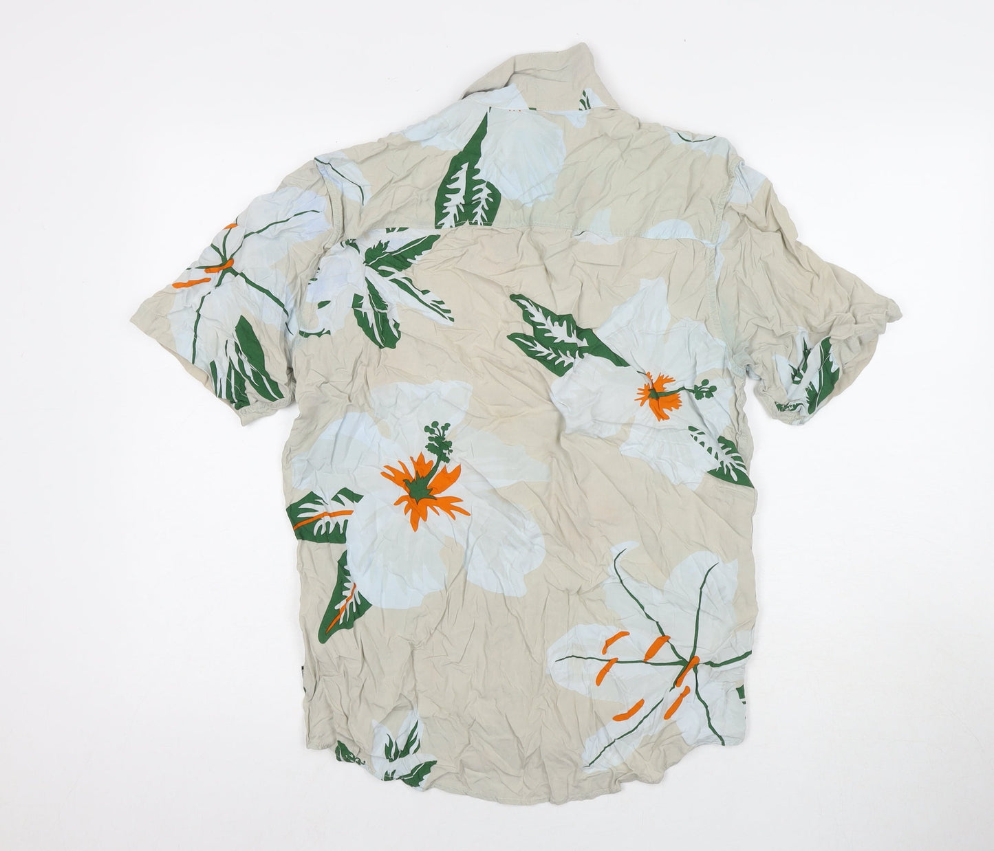 ONLY & SONS Mens Multicoloured Floral Viscose Button-Up Size M Collared Button