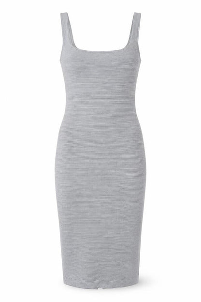 Zara Womens Grey Striped Polyester Bodycon Size S Scoop Neck Pullover