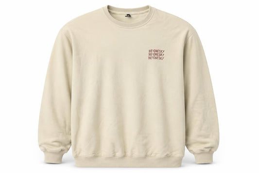 Cattee Mens Beige Cotton Pullover Sweatshirt Size L - He One Sky