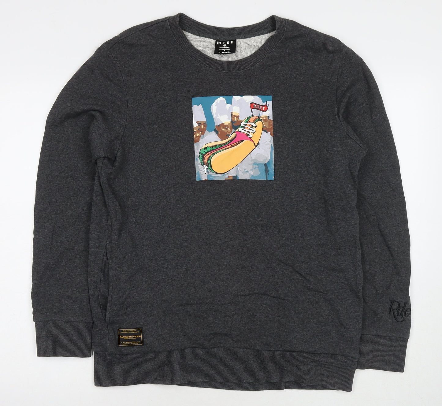 Mtee Mens Grey Cotton Pullover Sweatshirt Size XL - Hotdog