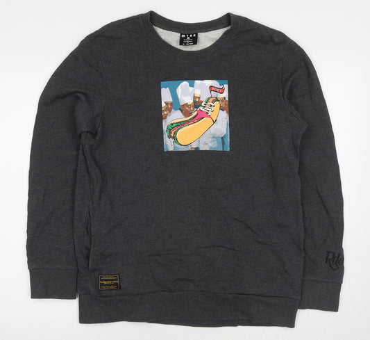 Mtee Mens Grey Cotton Pullover Sweatshirt Size XL - Hotdog