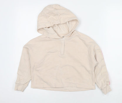 Marks & Spencer Girls Beige Polyester Pullover Hoodie Size 7-8 Years Pullover