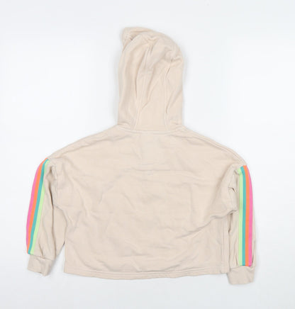 Marks & Spencer Girls Beige Polyester Pullover Hoodie Size 7-8 Years Pullover