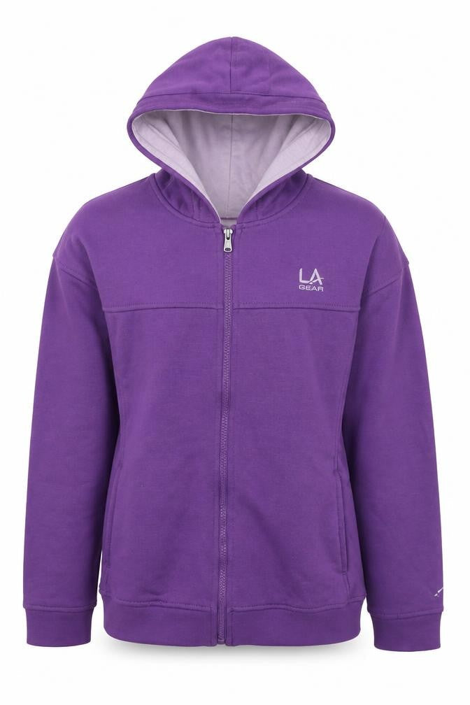 LA Gear Girls Purple Polyester Full Zip Hoodie Size 13 Years Zip