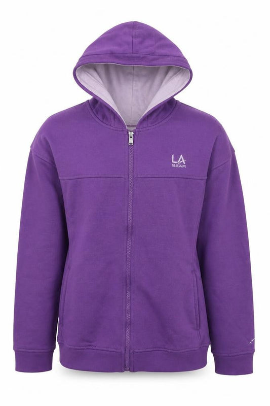 LA Gear Girls Purple Polyester Full Zip Hoodie Size 13 Years Zip