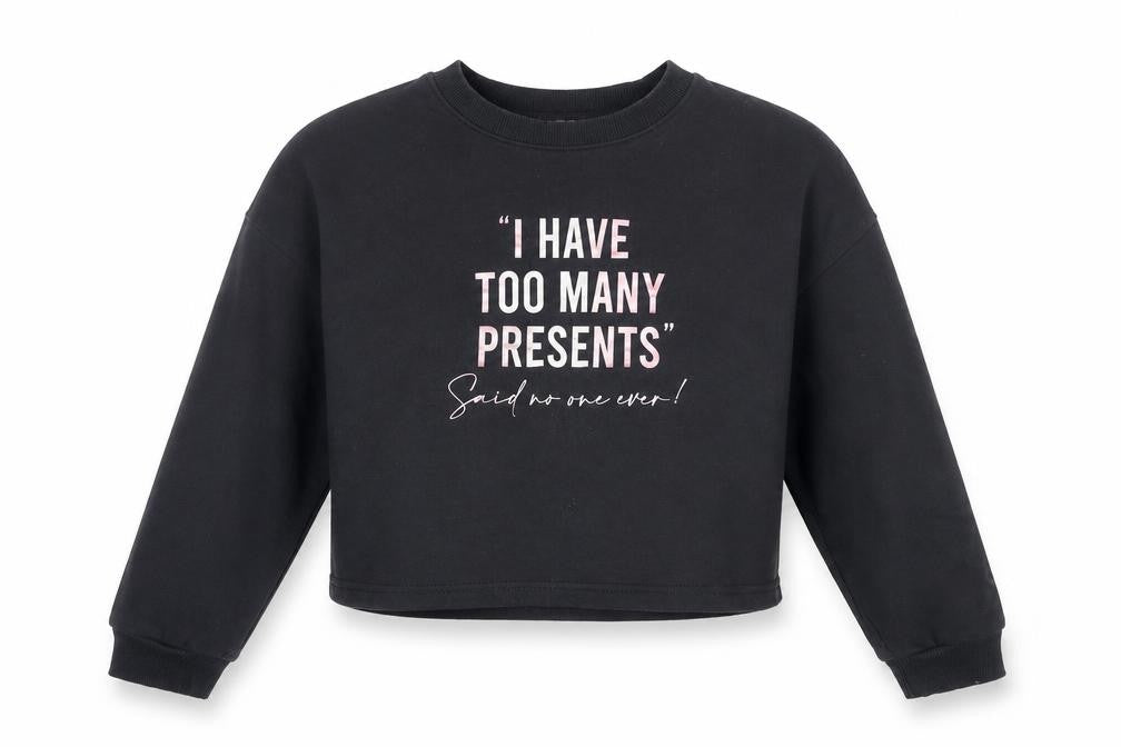 New Look Girls Grey Cotton Pullover Sweatshirt Size 12-13 Years Pullover - I have too many presents Said no one ever
