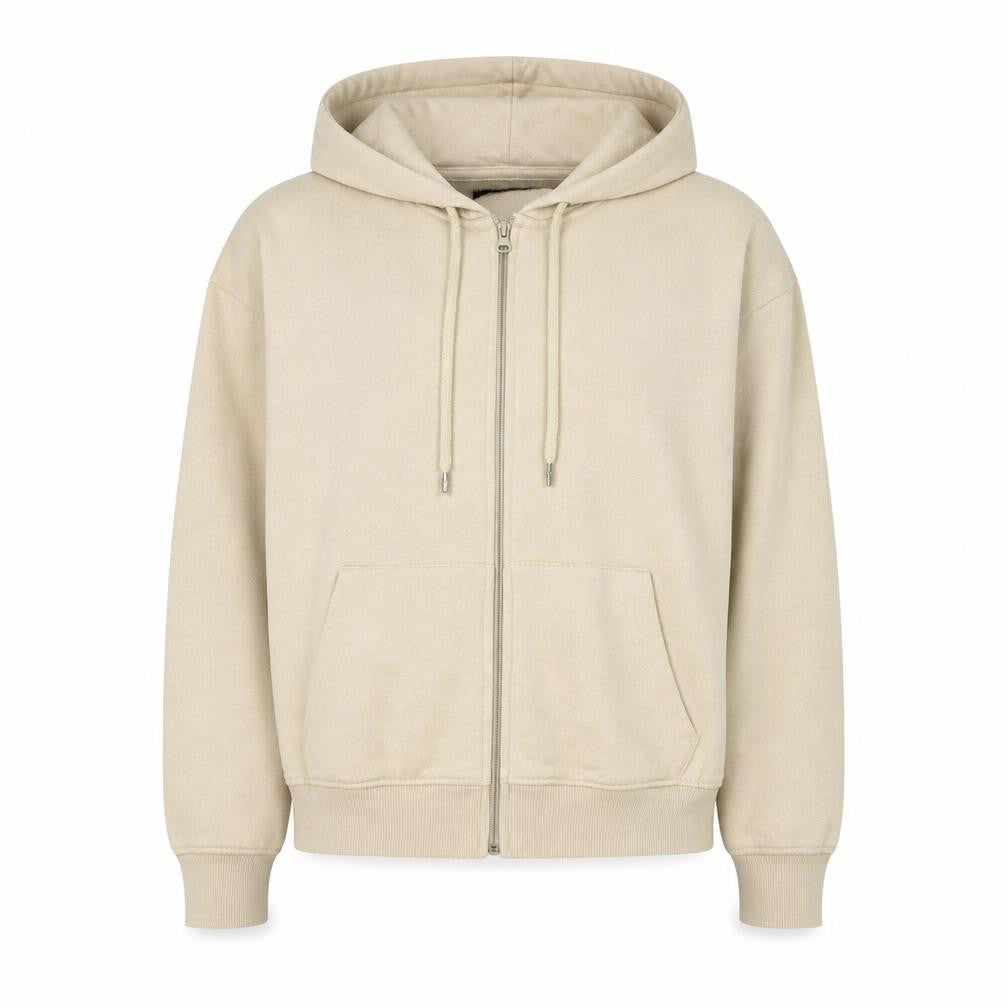 Boohoo Womens Beige Polyester Full Zip Hoodie Size S Zip