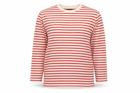 Zara Womens Red Striped Cotton Pullover Sweatshirt Size L Pullover