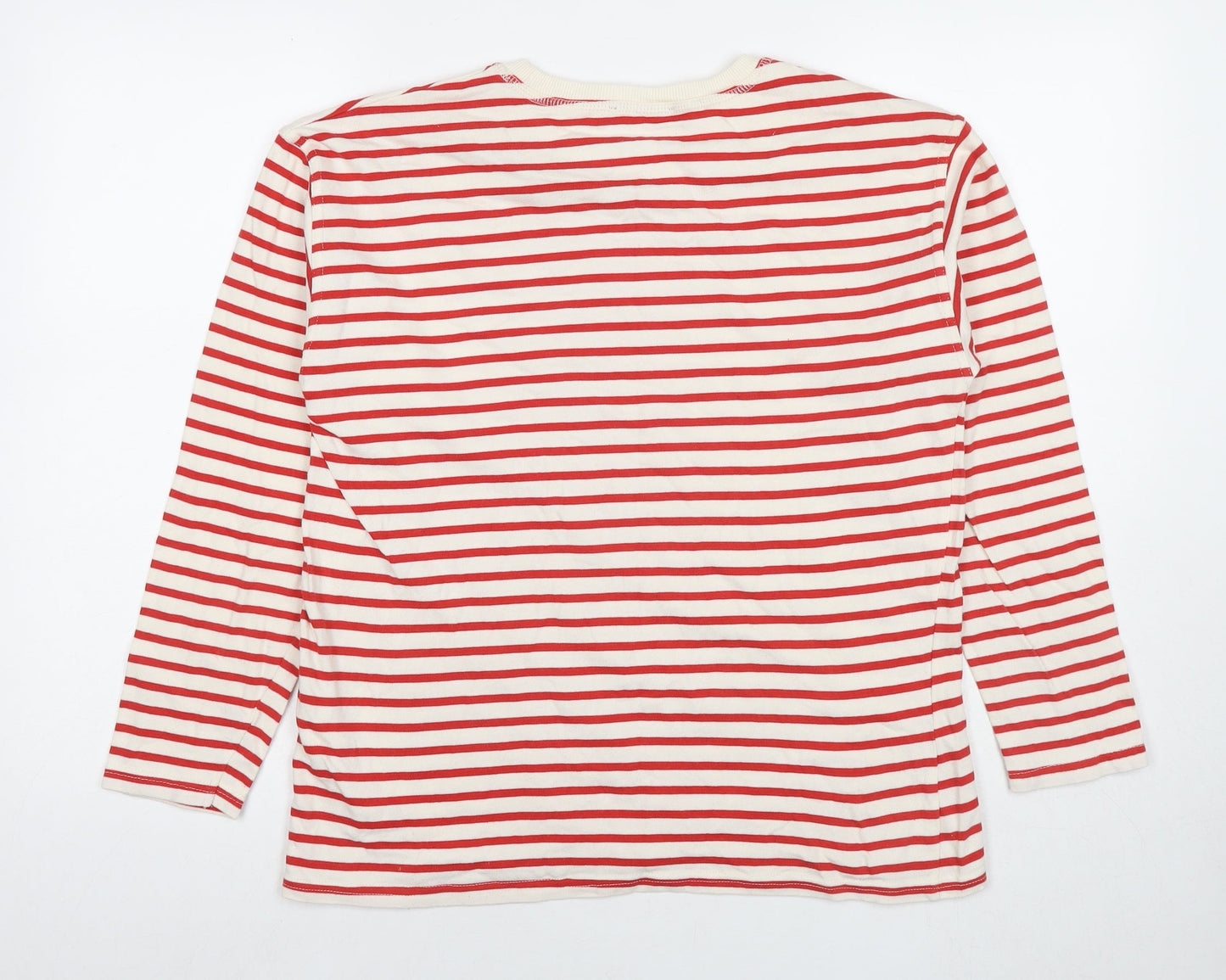 Zara Womens Red Striped Cotton Pullover Sweatshirt Size L Pullover