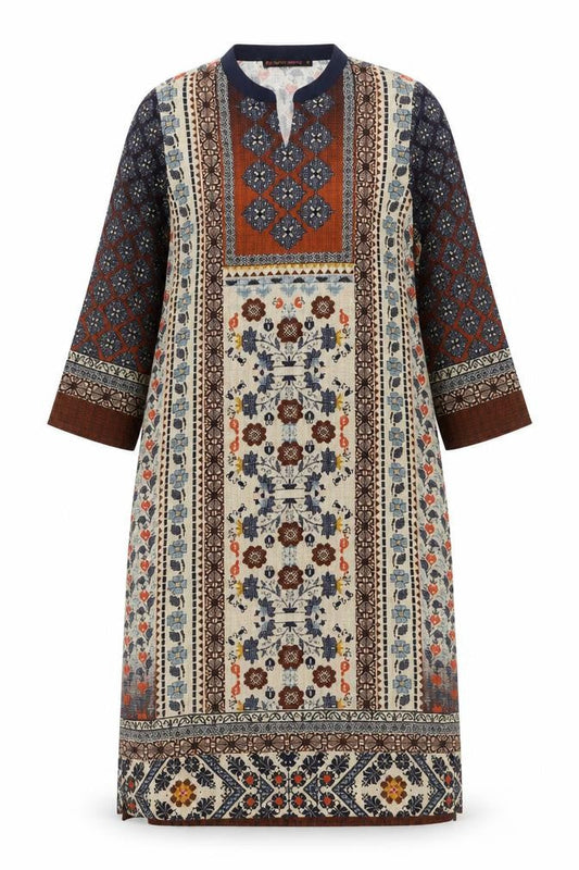 FusionBeats Womens Multicoloured Polyester Tunic Blouse Size S Round Neck