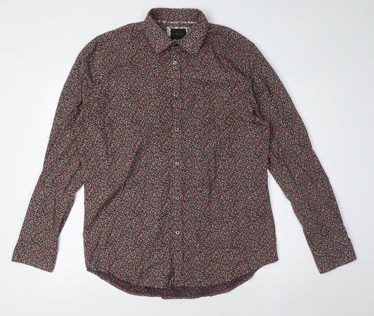 Sisley Mens Multicoloured Floral Cotton Button-Up Size XL Collared Button