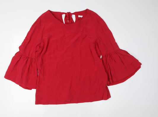 Preloved Finery Womens Red Polyester Basic Blouse Size 12 Boat Neck - Front