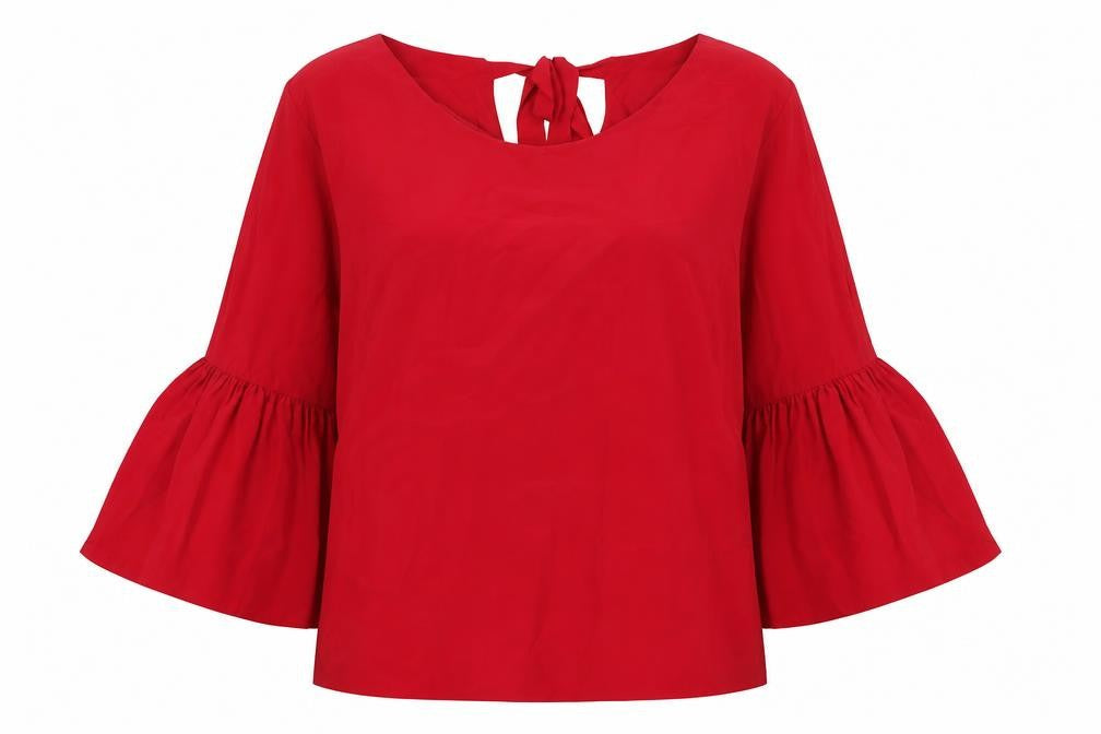 Finery Womens Red Polyester Basic Blouse Size 12 Boat Neck