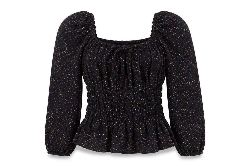 Topshop Womens Multicoloured Polyester Basic Blouse Size 4 Scoop Neck - Smocked Top