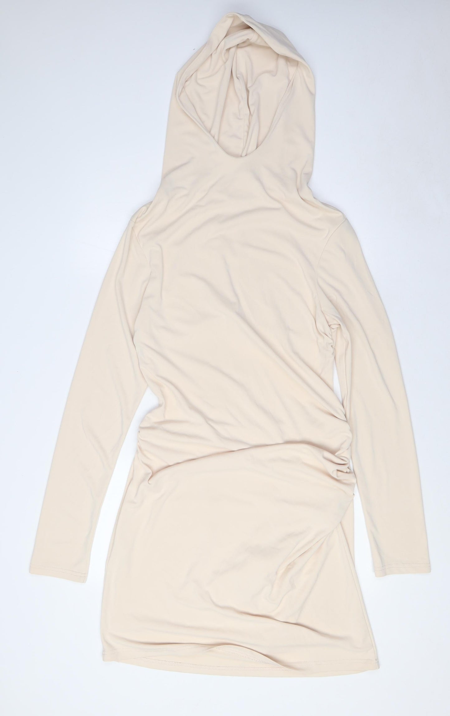 Zara Womens Beige Polyester A-Line Size XL Mock Neck - Hood, Open Back