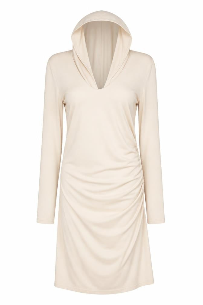 Zara Womens Beige Polyester A-Line Size XL Mock Neck - Hood, Open Back