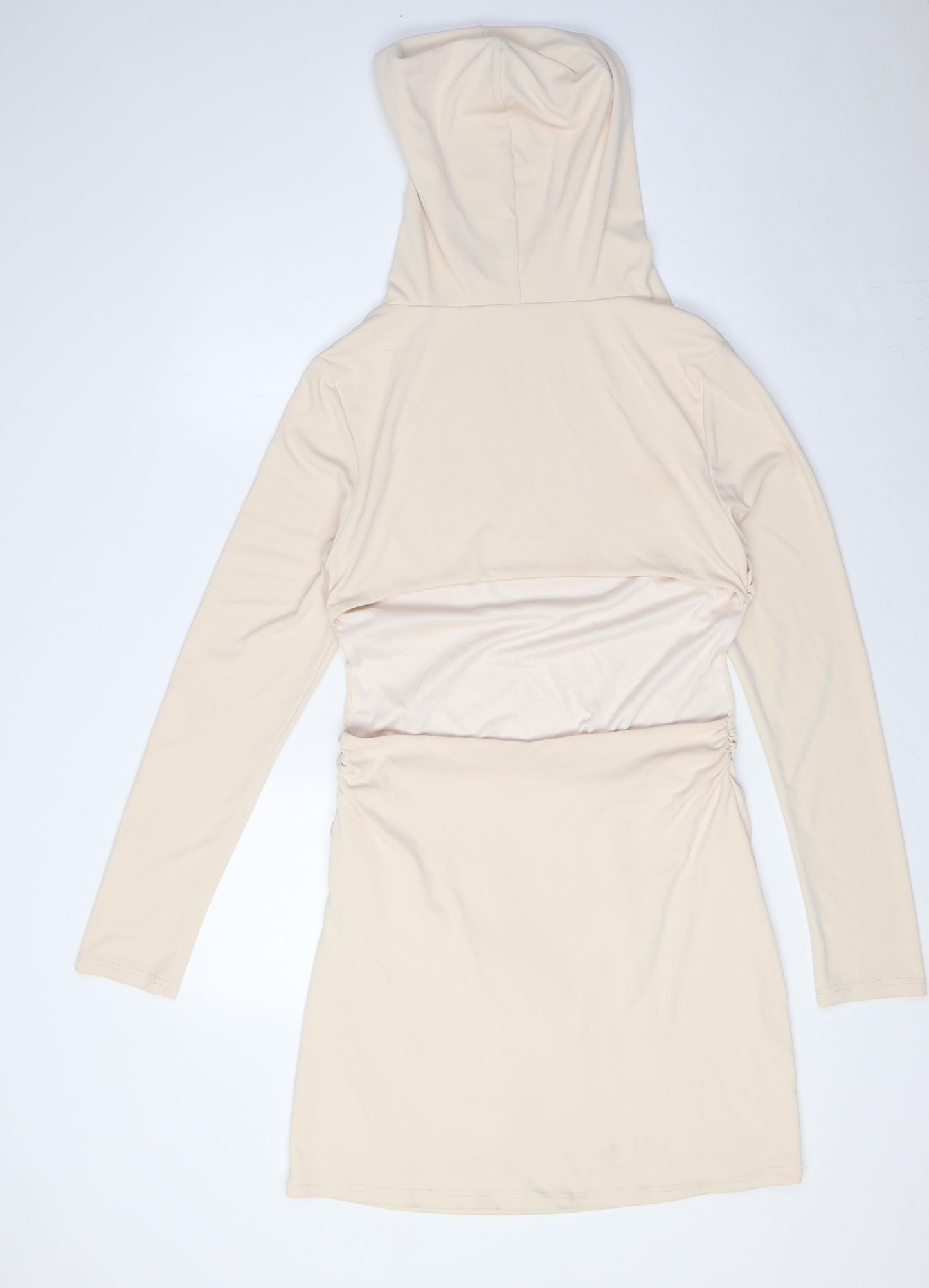 Zara Womens Beige Polyester A-Line Size XL Mock Neck - Hood, Open Back