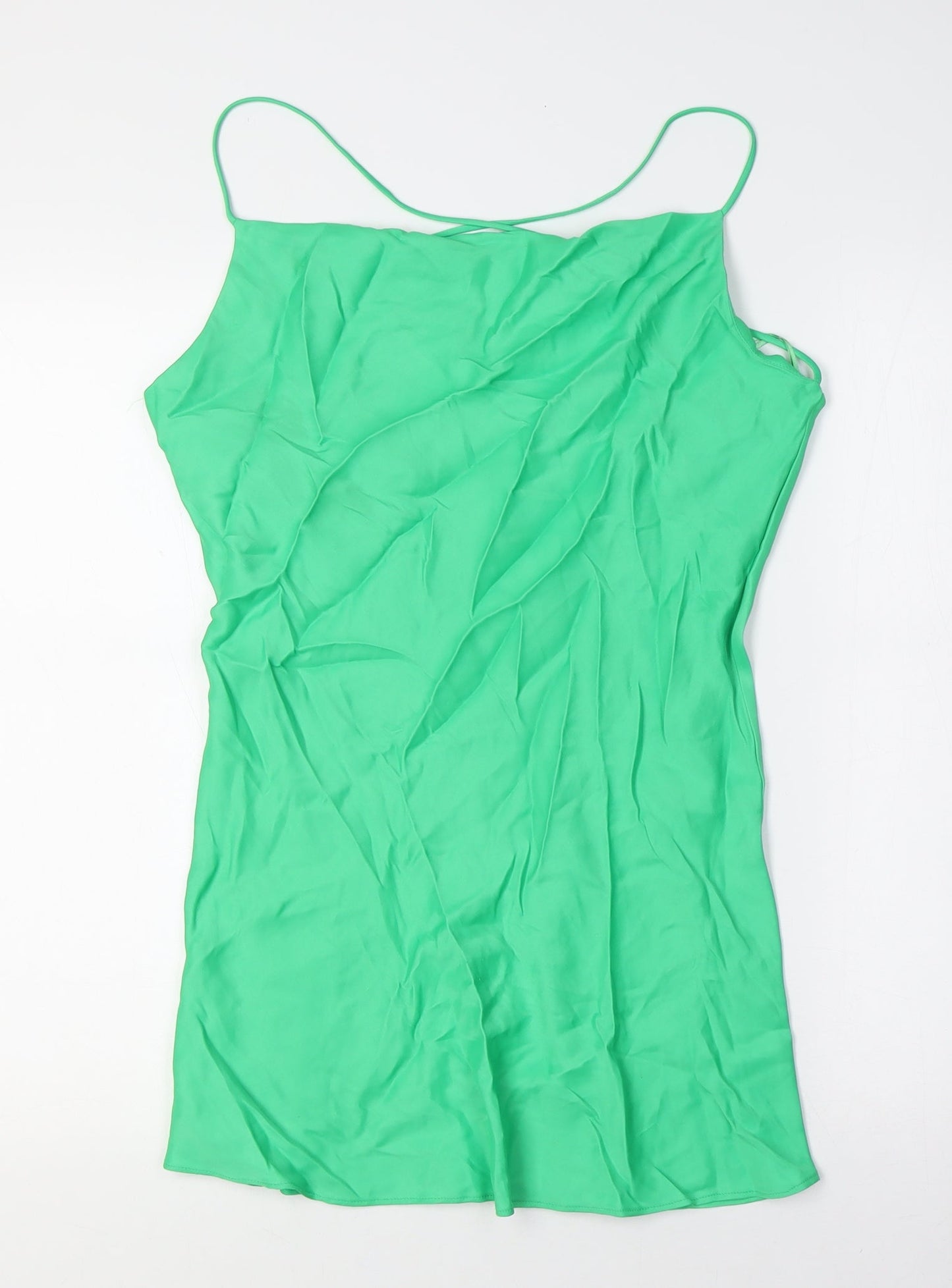 Zara Womens Green Viscose A-Line Size M Scoop Neck