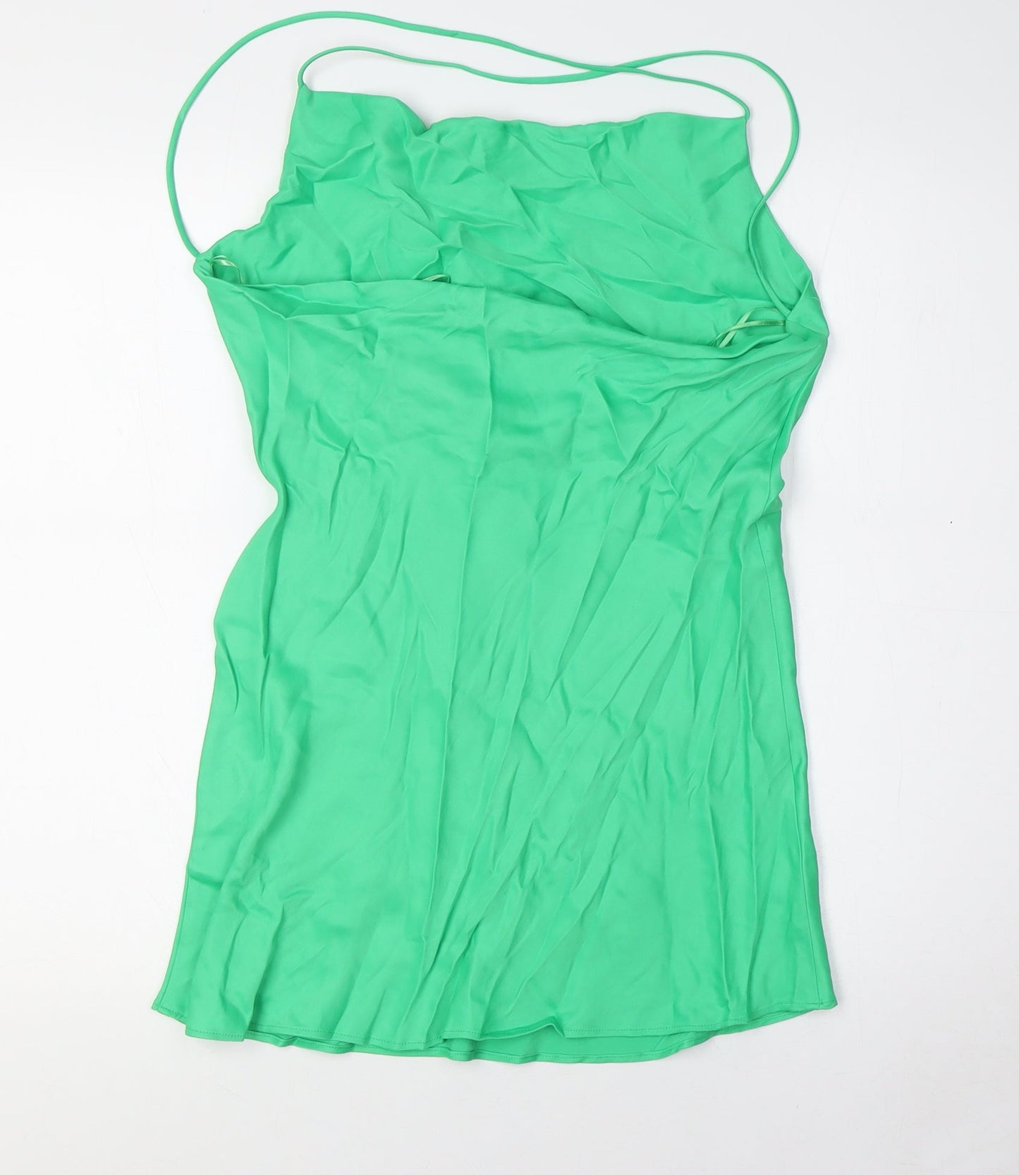 Zara Womens Green Viscose A-Line Size M Scoop Neck