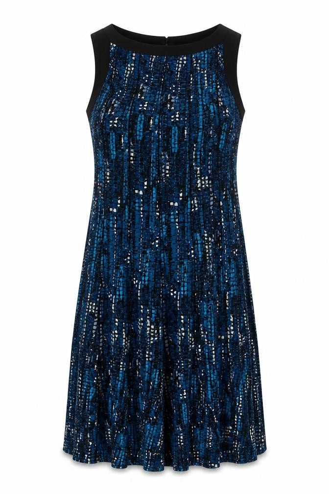 Sandra Darren Womens Blue Polyester A-Line Size 14 Boat Neck Button