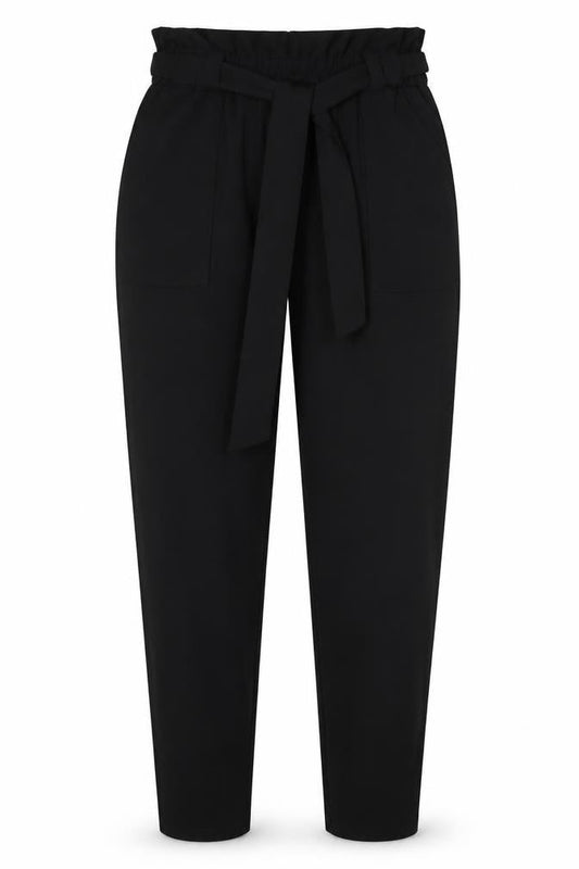Boohoo Womens Black Polyester Trousers Size 8 L25 in Regular - Elasticated Waist