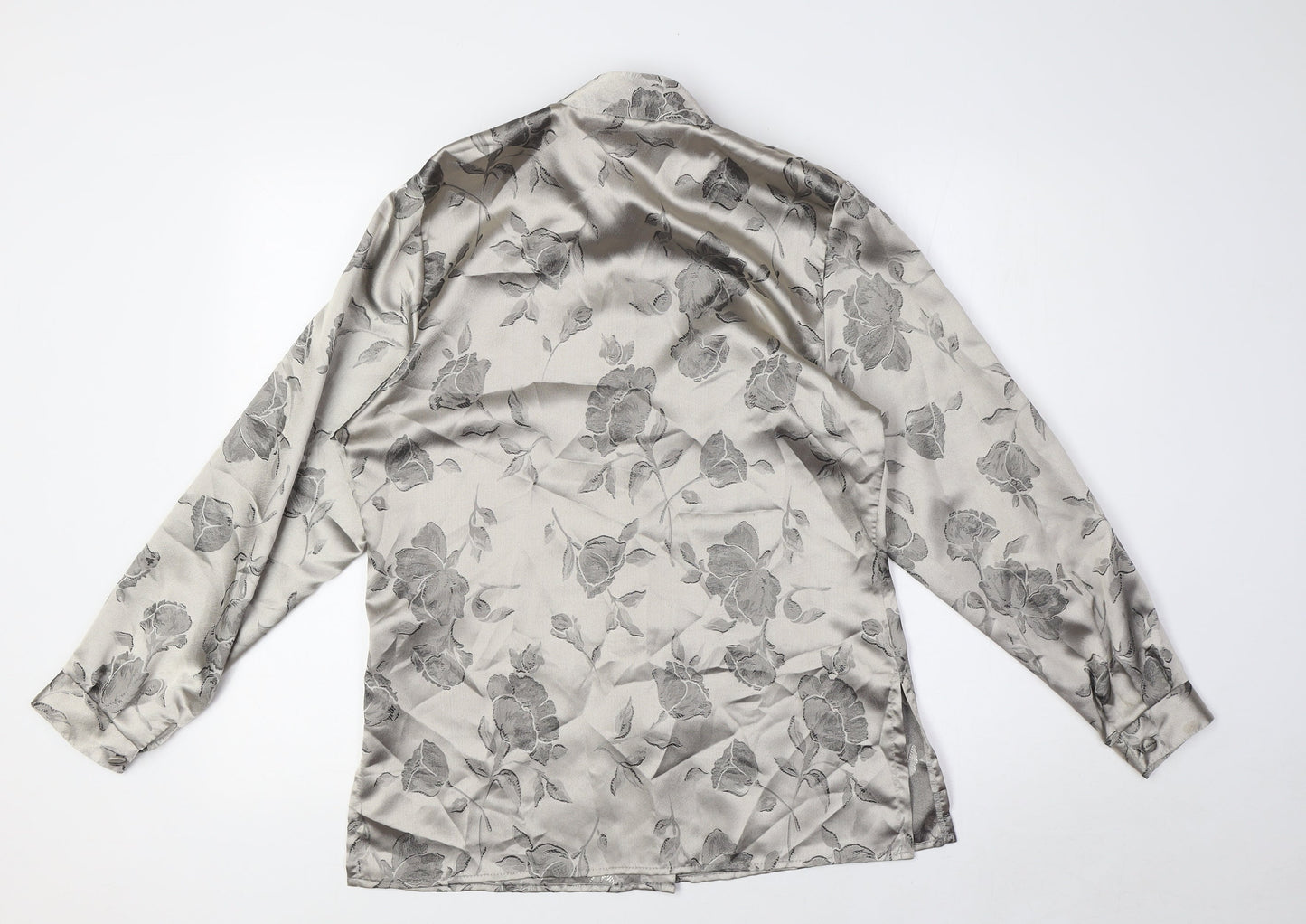 ELSIE WHITELEY Womens Gold Floral Polyester Basic Blouse Size 10 Mock Neck