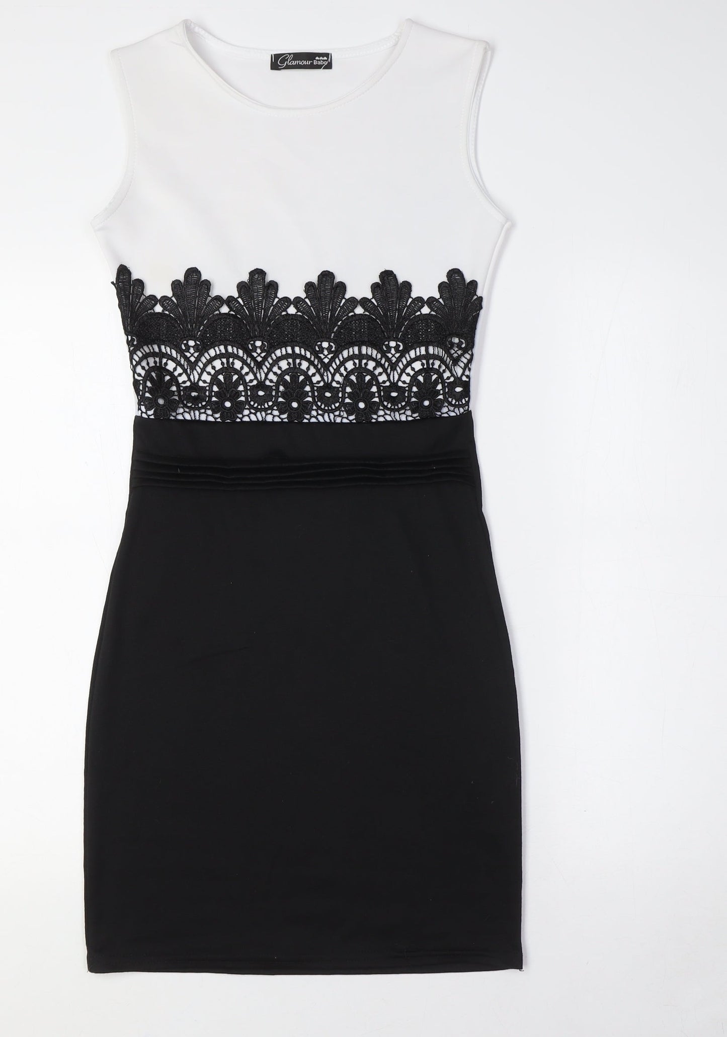 Glamour Babe Womens Black Polyester Pencil Dress Size 8 Round Neck - Lace Waist