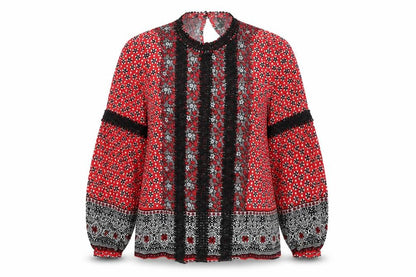 River Island Womens Red Viscose Basic Button-Up Size 12 Mock Neck