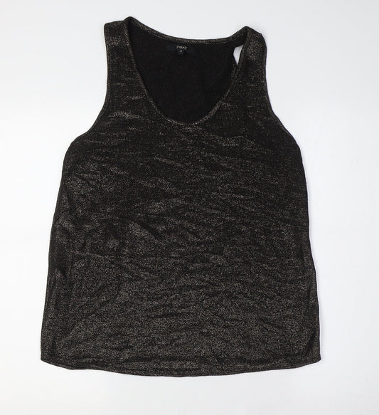 NEXT Womens Black Viscose Basic Tank Size 14 Round Neck - Gold Fleck